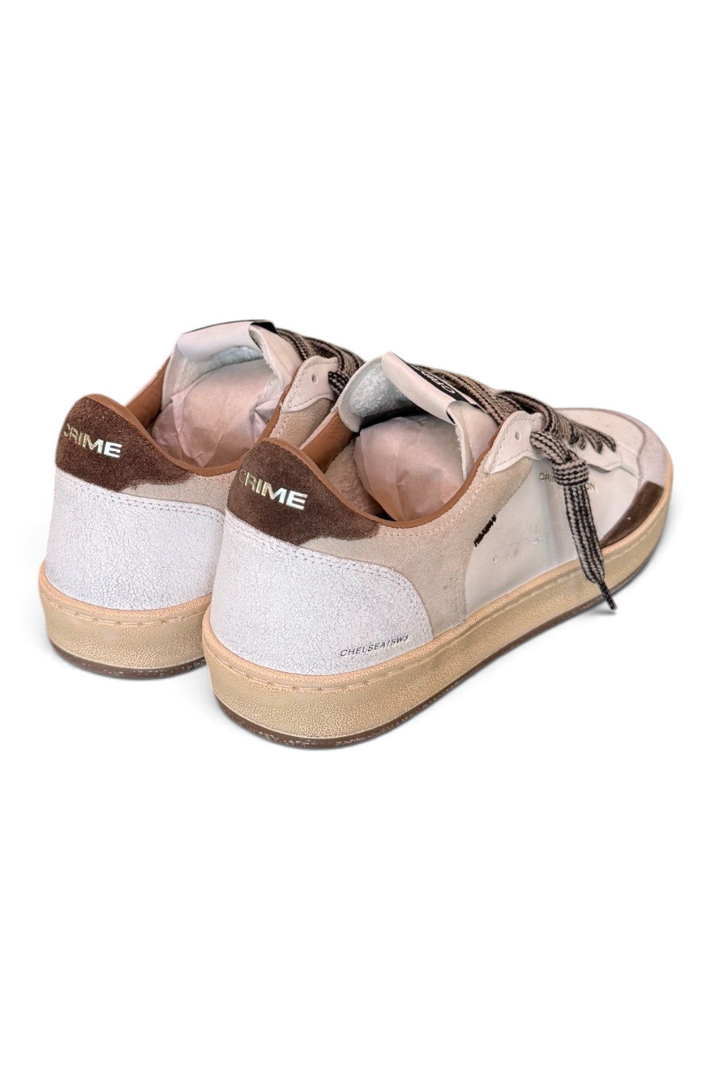 Sneaker uomo Crime London Chelsea cool white brown 