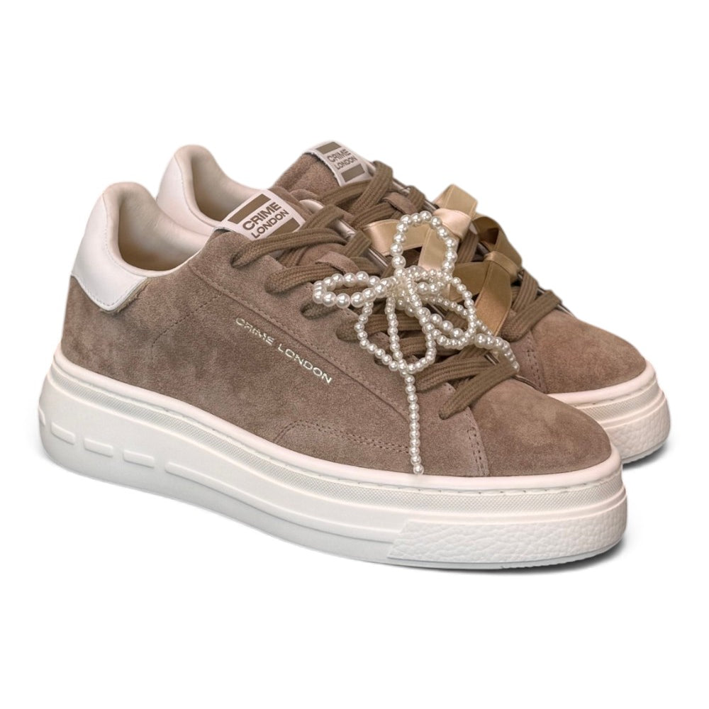 Sneaker donna Crime London suede beige zeppa 