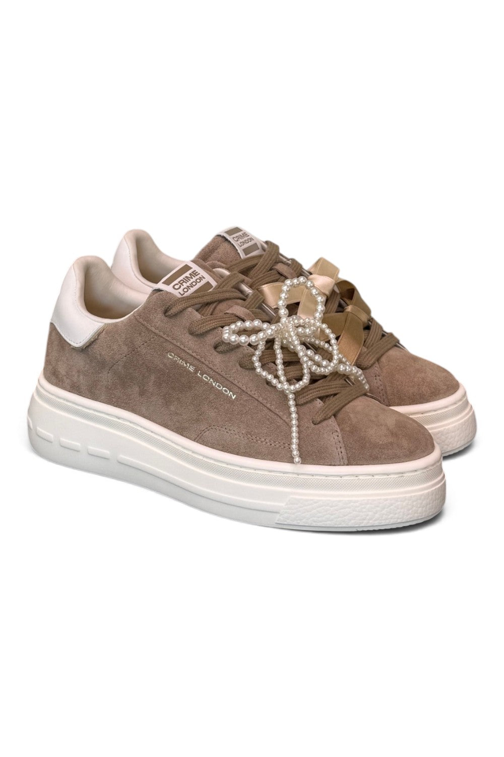 Sneaker donna Crime London suede beige zeppa 