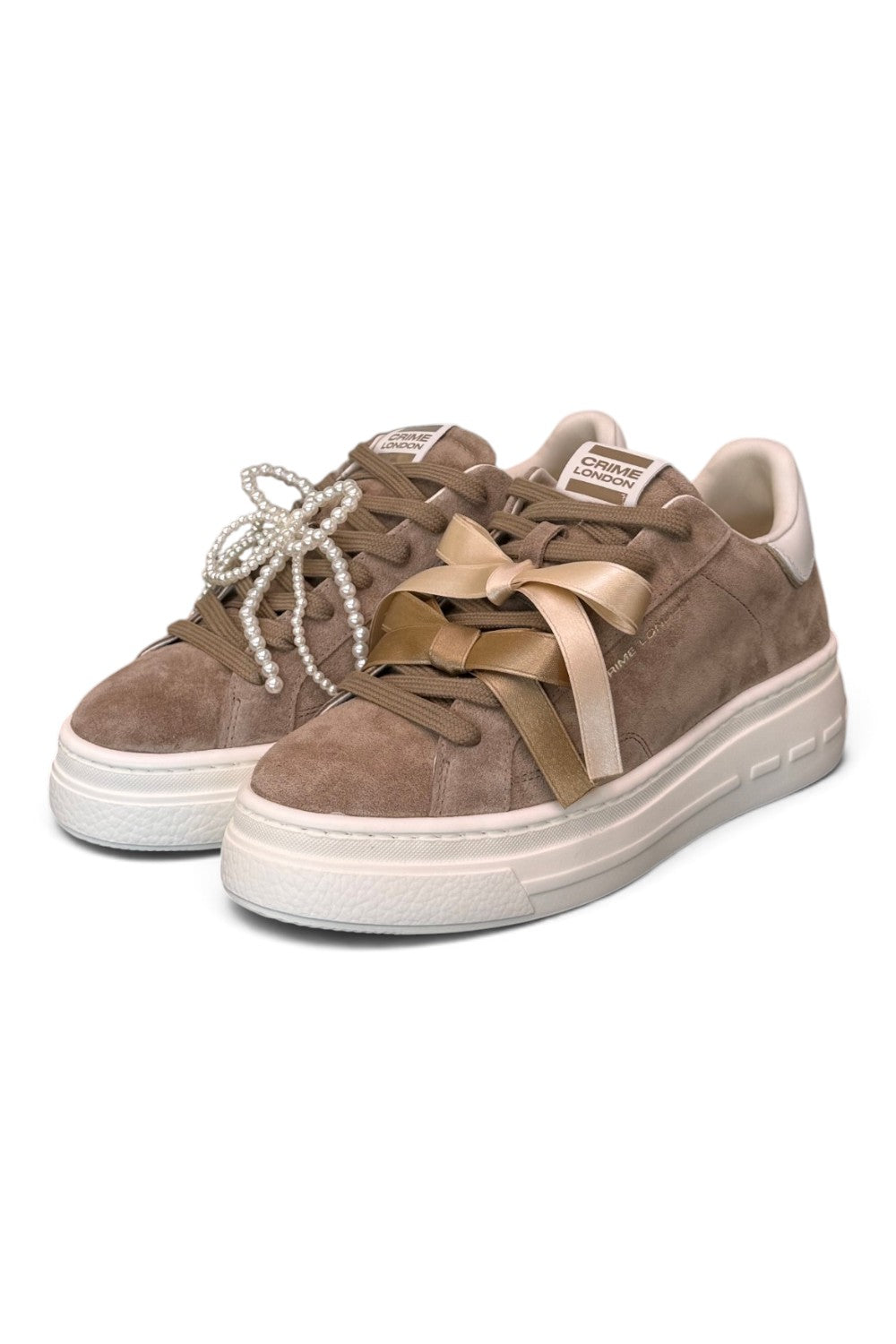 Sneaker donna Crime London suede beige zeppa 