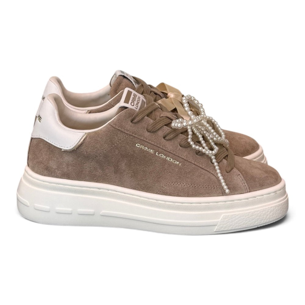 Sneaker donna Crime London suede beige zeppa 