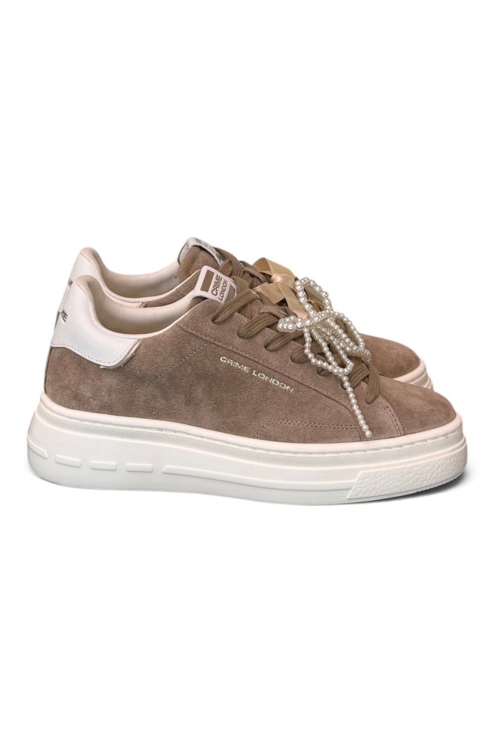 Sneaker donna Crime London suede beige zeppa 