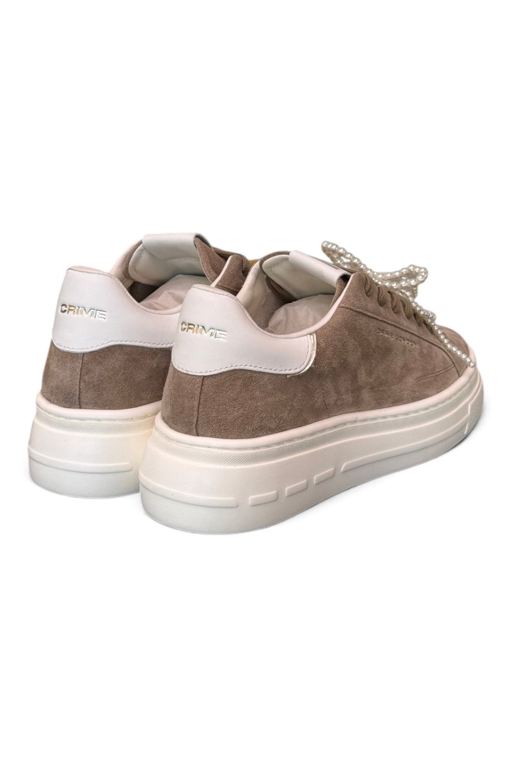 Sneaker donna Crime London suede beige zeppa 