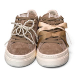 Sneaker donna Crime London suede beige zeppa 