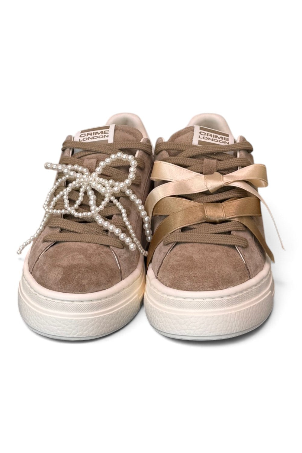 Sneaker donna Crime London suede beige zeppa 
