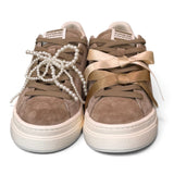 Sneaker donna Crime London suede beige zeppa 