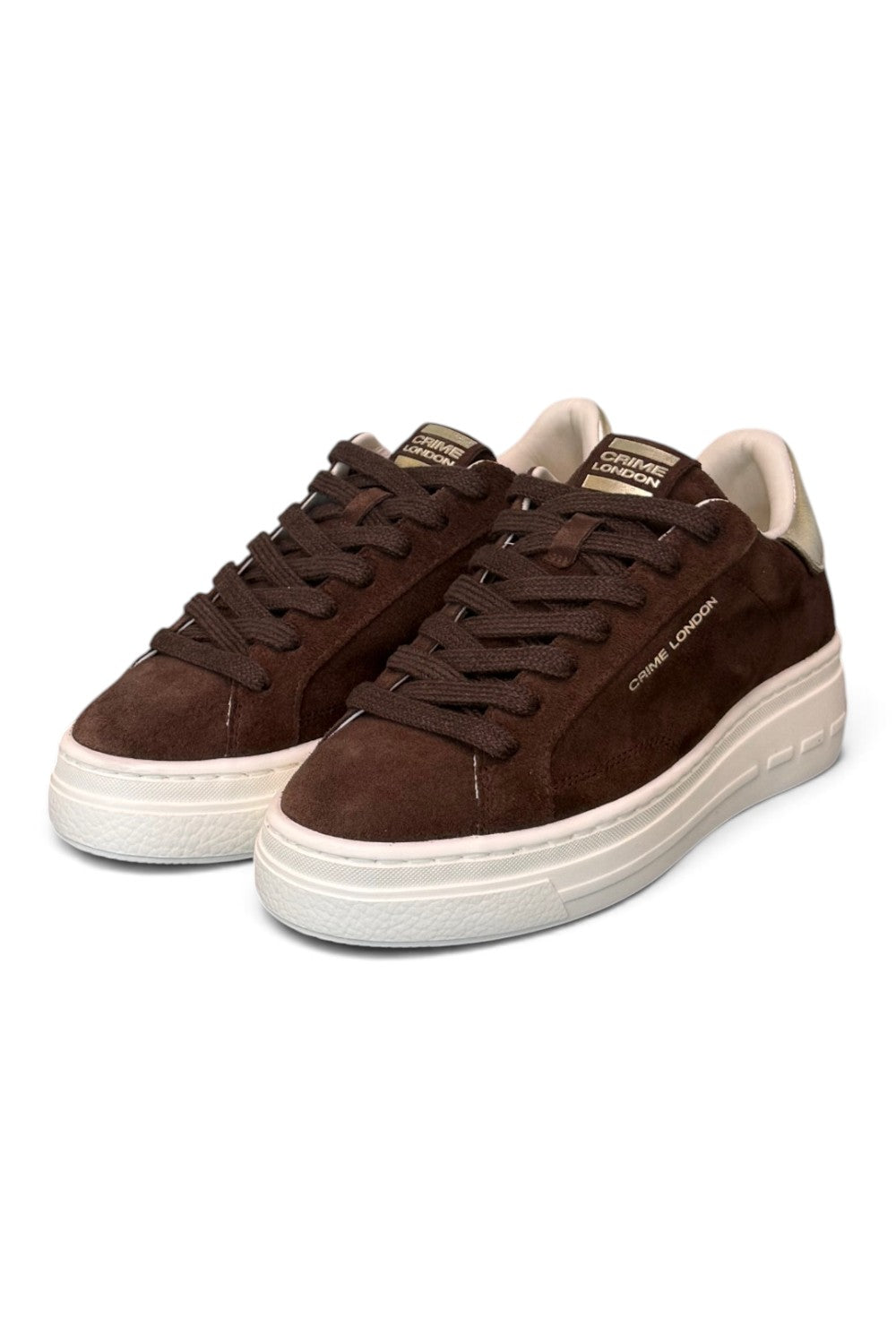 Sneaker donna Crime London suede testa di moro zeppa 