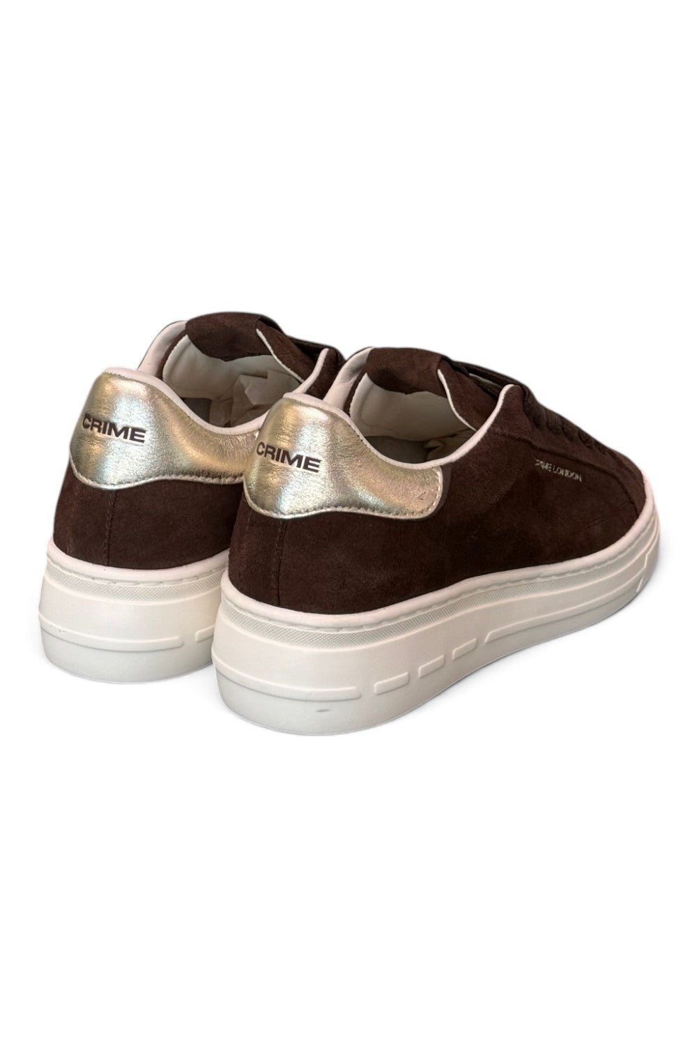 Sneaker donna Crime London suede testa di moro zeppa 