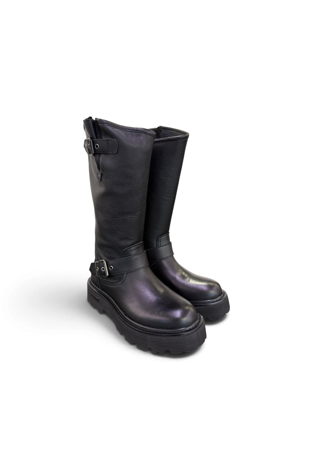 Biker fibbie slash Cult pelle nera <BR/> 
