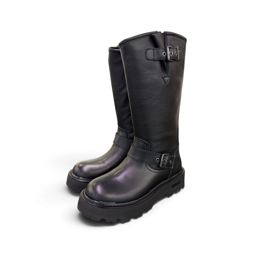 Biker fibbie slash Cult pelle nera <BR/> 