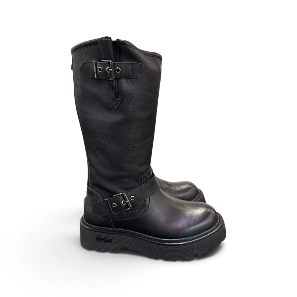 Biker fibbie slash Cult pelle nera <BR/> 