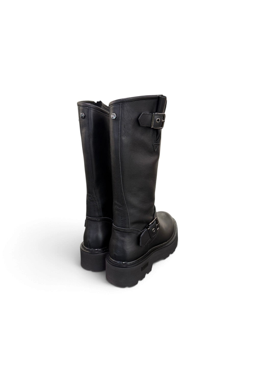 Biker fibbie slash Cult pelle nera <BR/> 