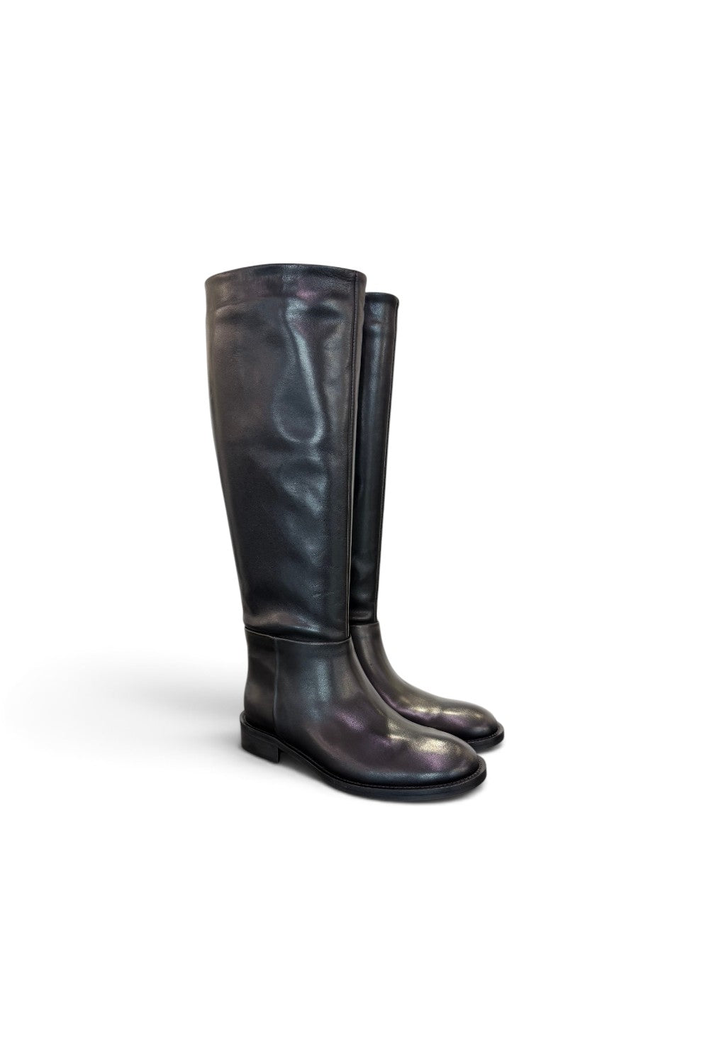 Stivale cavallerizzo tubo in pelle nera Elisa Lanci<BR/> 