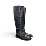 Stivale cavallerizzo tubo in pelle nera Elisa Lanci<BR/> 