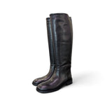 Stivale cavallerizzo tubo in pelle nera Elisa Lanci<BR/> 