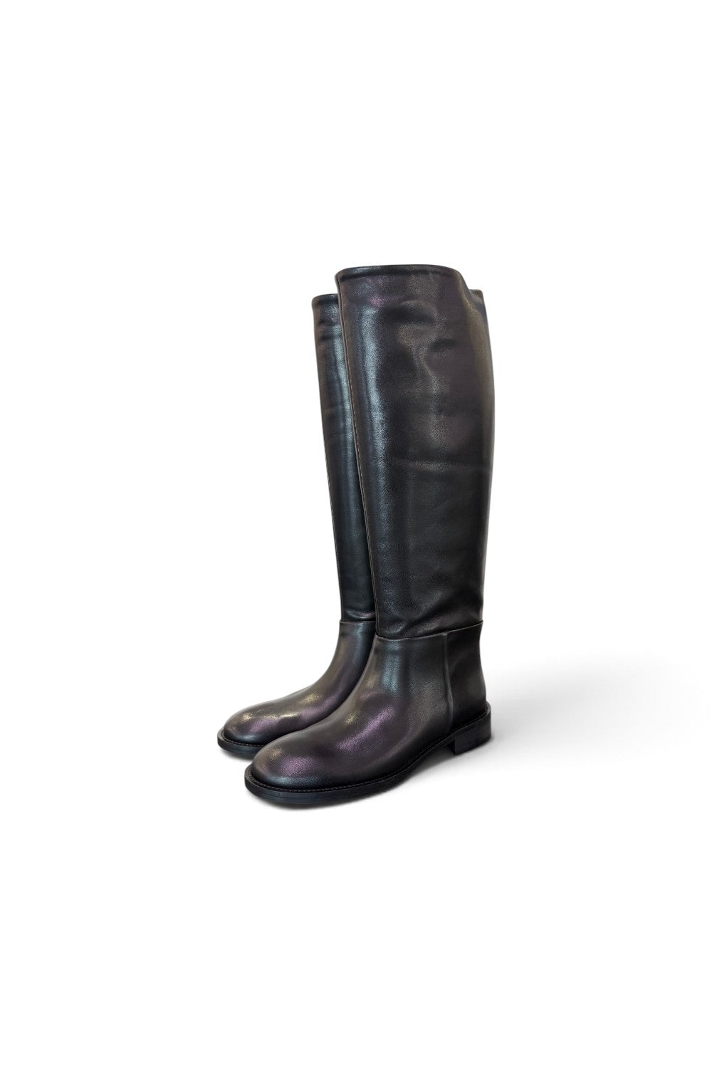 Stivale cavallerizzo tubo in pelle nera Elisa Lanci<BR/> 