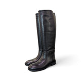 Stivale cavallerizzo tubo in pelle nera Elisa Lanci<BR/> 