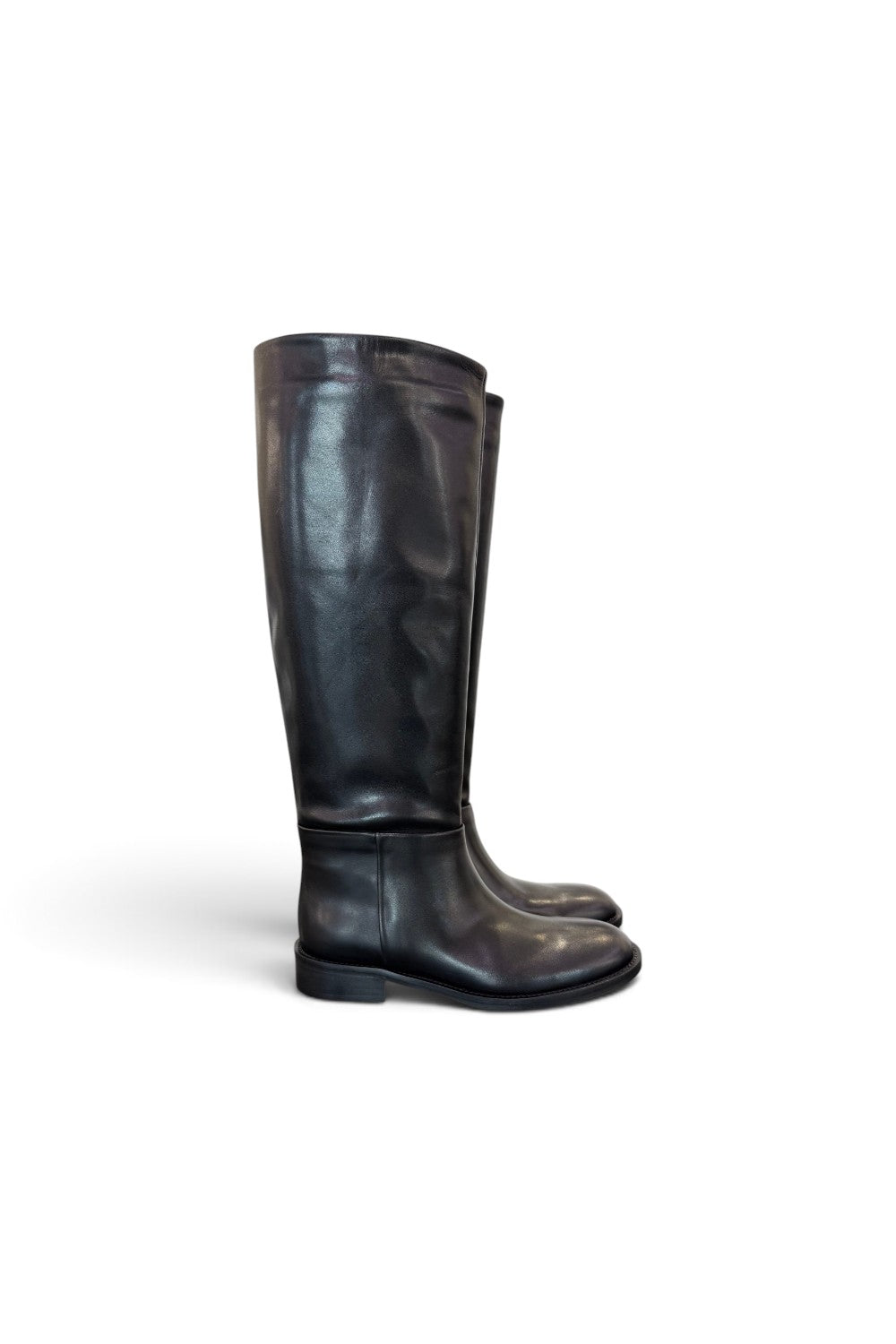 Stivale cavallerizzo tubo in pelle nera Elisa Lanci<BR/> 