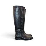 Stivale cavallerizzo tubo in pelle nera Elisa Lanci<BR/> 