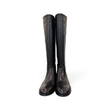Stivale cavallerizzo tubo in pelle nera Elisa Lanci<BR/> 