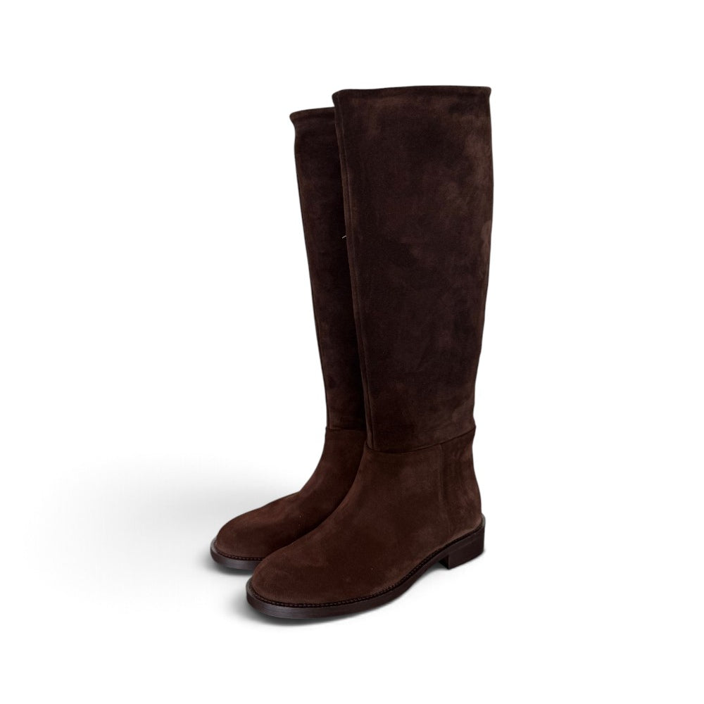 Stivalte cavallerizzo tubo in camoscio pepe Elisa Lanci<BR/> 