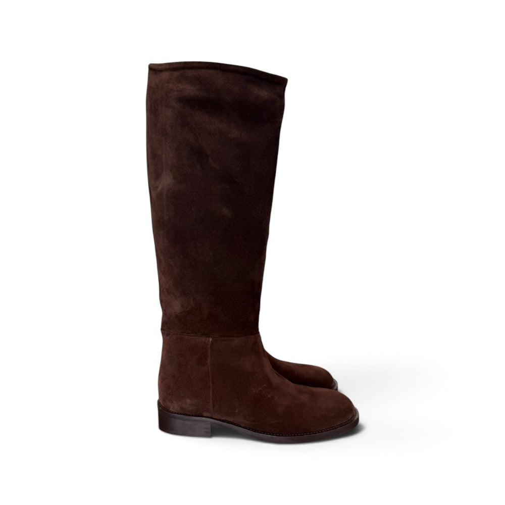 Stivalte cavallerizzo tubo in camoscio pepe Elisa Lanci<BR/> 