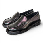Mocassino pelle nera Elisa Lanci suola gomma<BR/> 
