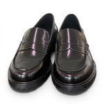 Mocassino pelle nera Elisa Lanci suola gomma<BR/> 