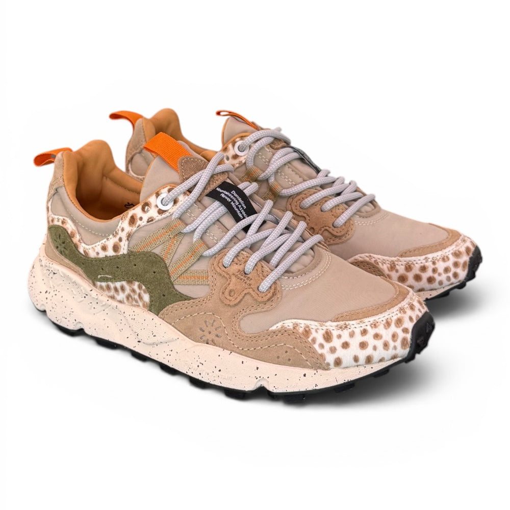 Sneaker donna Flower Mountain Yamano 3 2E51 beige cow brown 