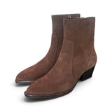 Stivaletto texano suede nocciola T50 Francesco B.<BR/> 