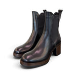 Stivaletto plateau pelle nera Francesco B.<BR/> 