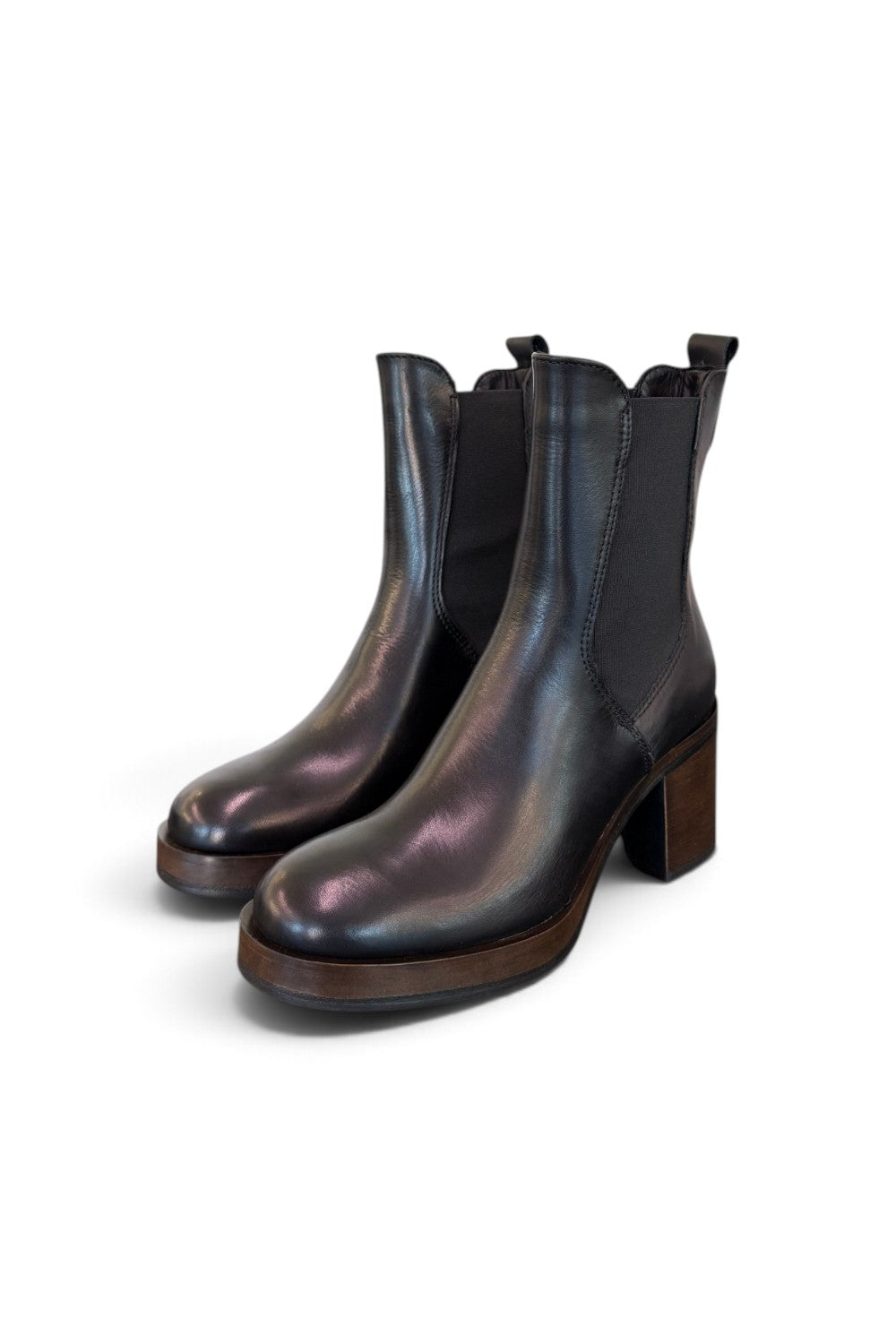 Stivaletto plateau pelle nera Francesco B.<BR/> 