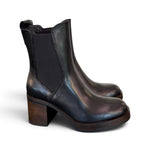 Stivaletto plateau pelle nera Francesco B.<BR/> 