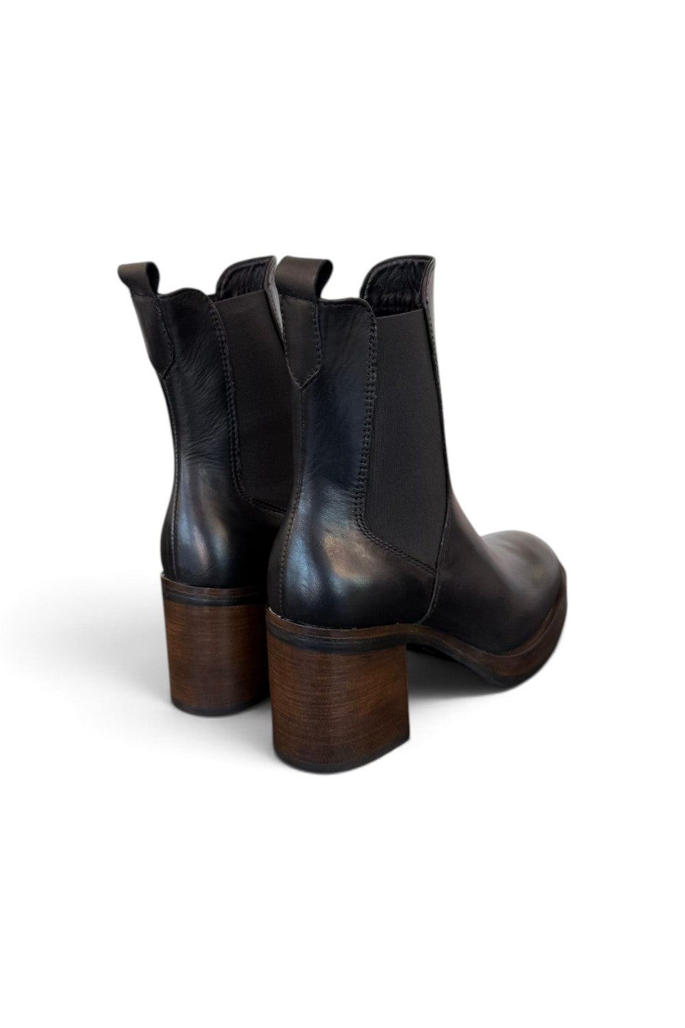 Stivaletto plateau pelle nera Francesco B.<BR/> 