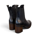 Stivaletto plateau pelle nera Francesco B.<BR/> 