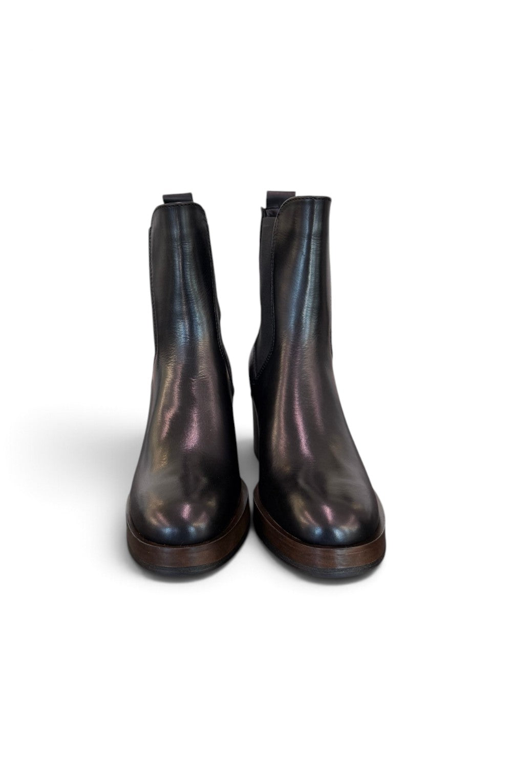 Stivaletto plateau pelle nera Francesco B.<BR/> 