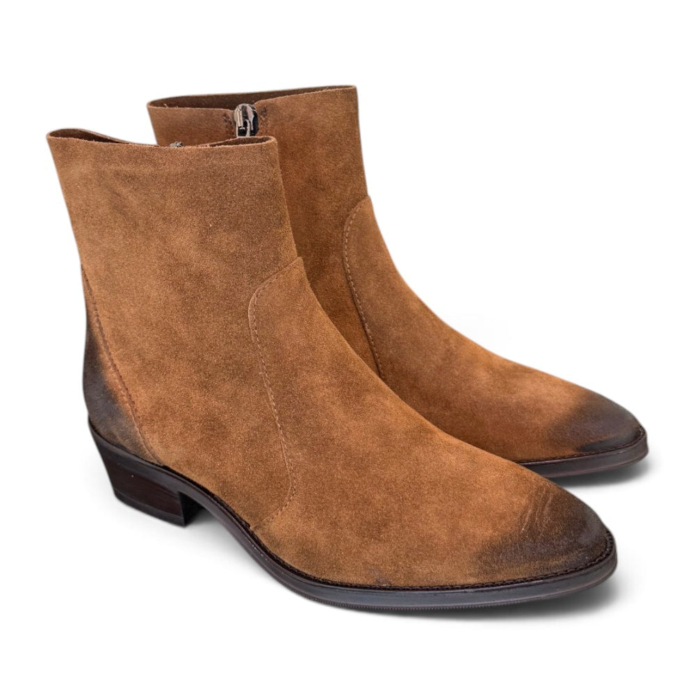 Stivaletto texano suede cuoio Francesco B.<BR/> 