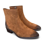 Stivaletto texano suede cuoio Francesco B.<BR/> 