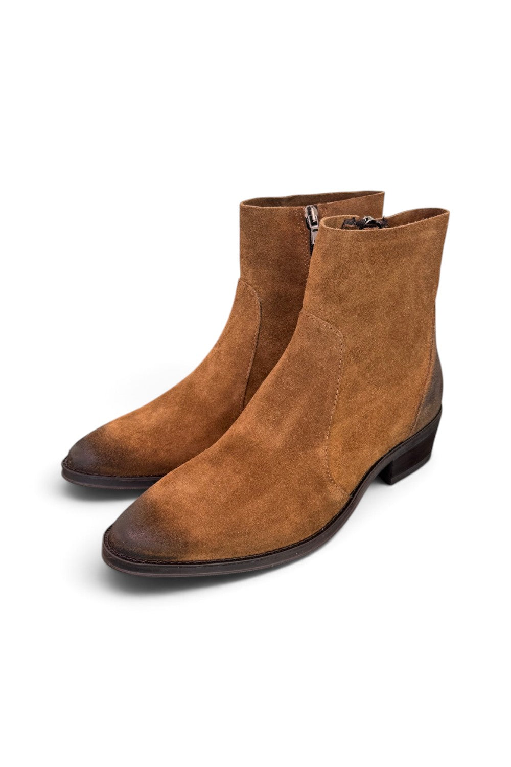 Stivaletto texano suede cuoio Francesco B.<BR/> 