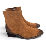 Stivaletto texano suede cuoio Francesco B.<BR/> 