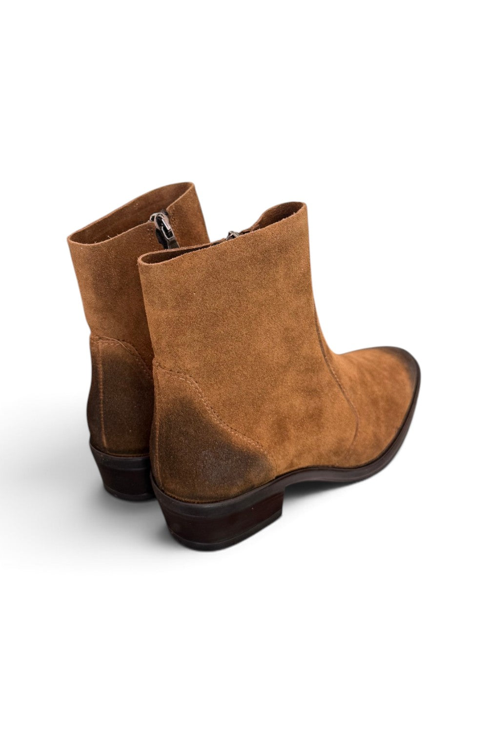 Stivaletto texano suede cuoio Francesco B.<BR/> 
