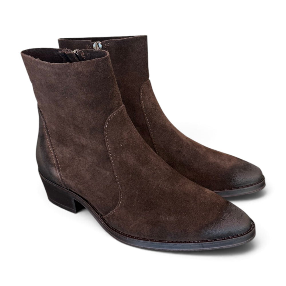 Stivaletto texano suede moro Francesco B.<BR/> 