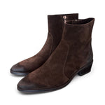 Stivaletto texano suede moro Francesco B.<BR/> 