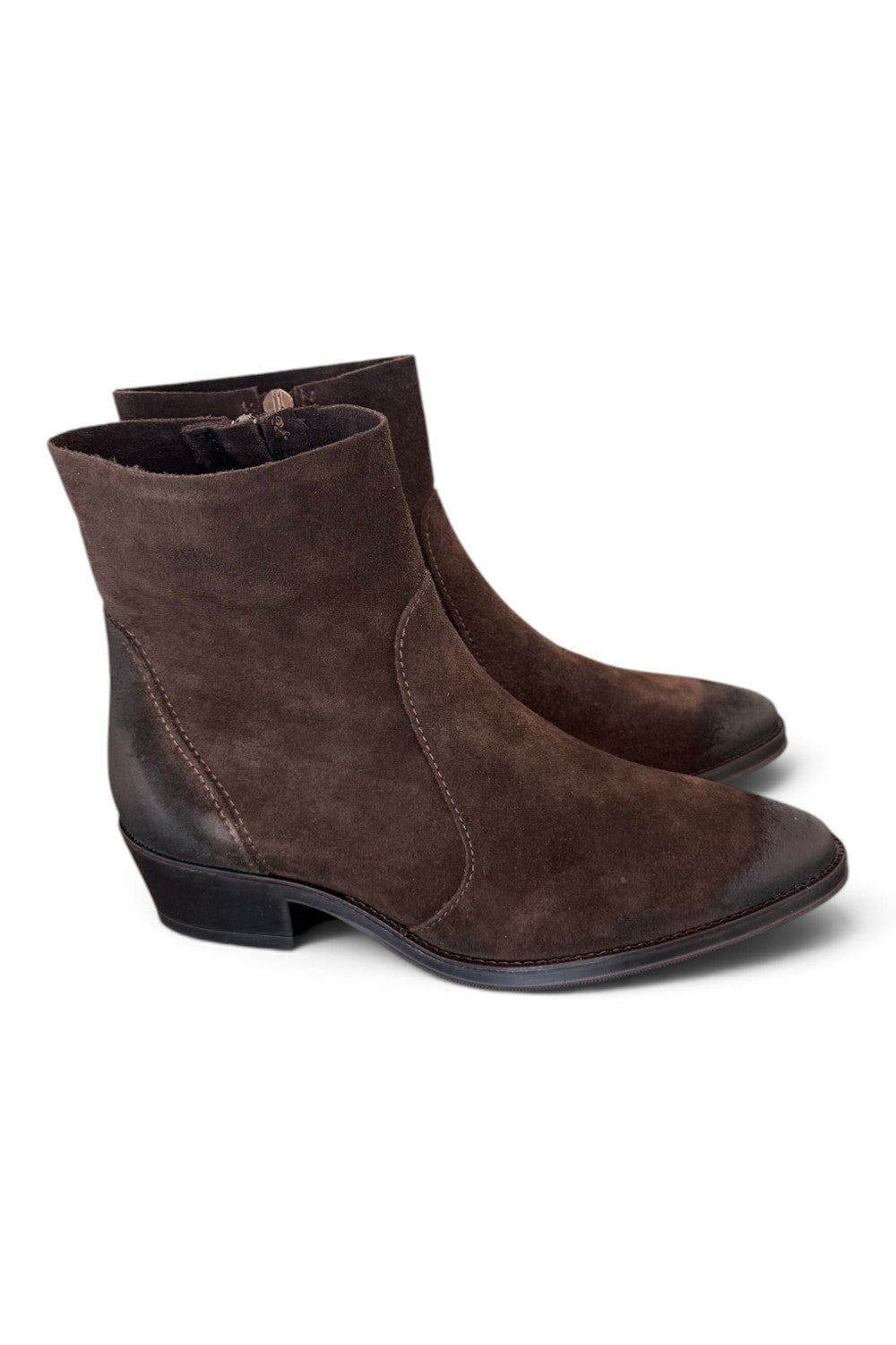 Stivaletto texano suede moro Francesco B.<BR/> 