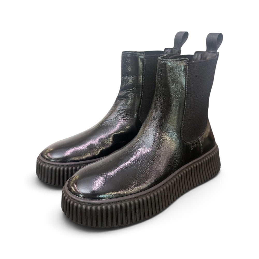 Stivaletto beatles Frau pelle nera platform 