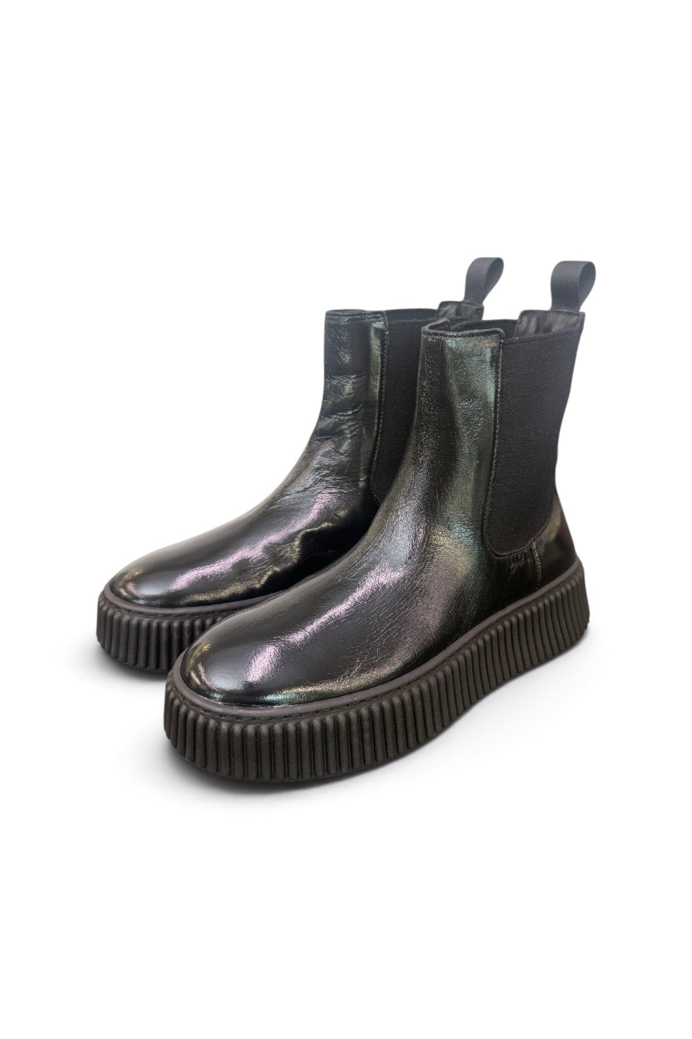 Stivaletto beatles Frau pelle nera platform 