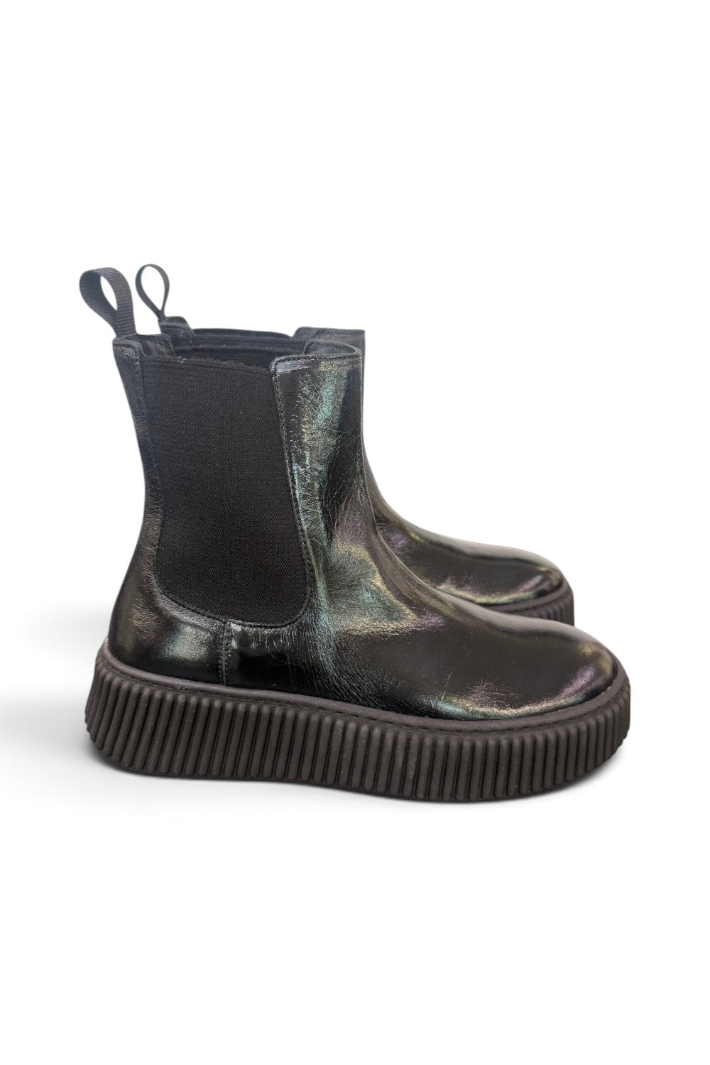 Stivaletto beatles Frau pelle nera platform 