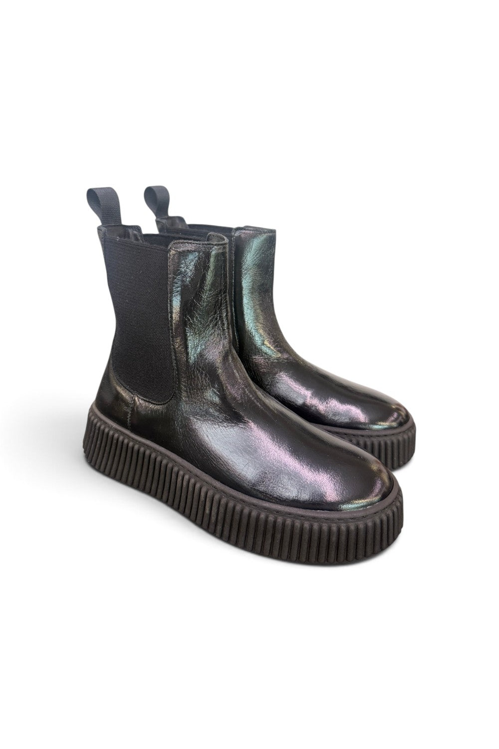 Stivaletto beatles Frau pelle nera platform 