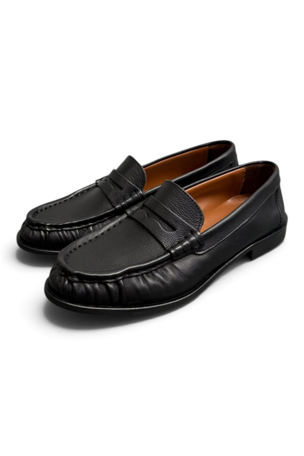Mocassino donna arricciato pelle nera Giacko 