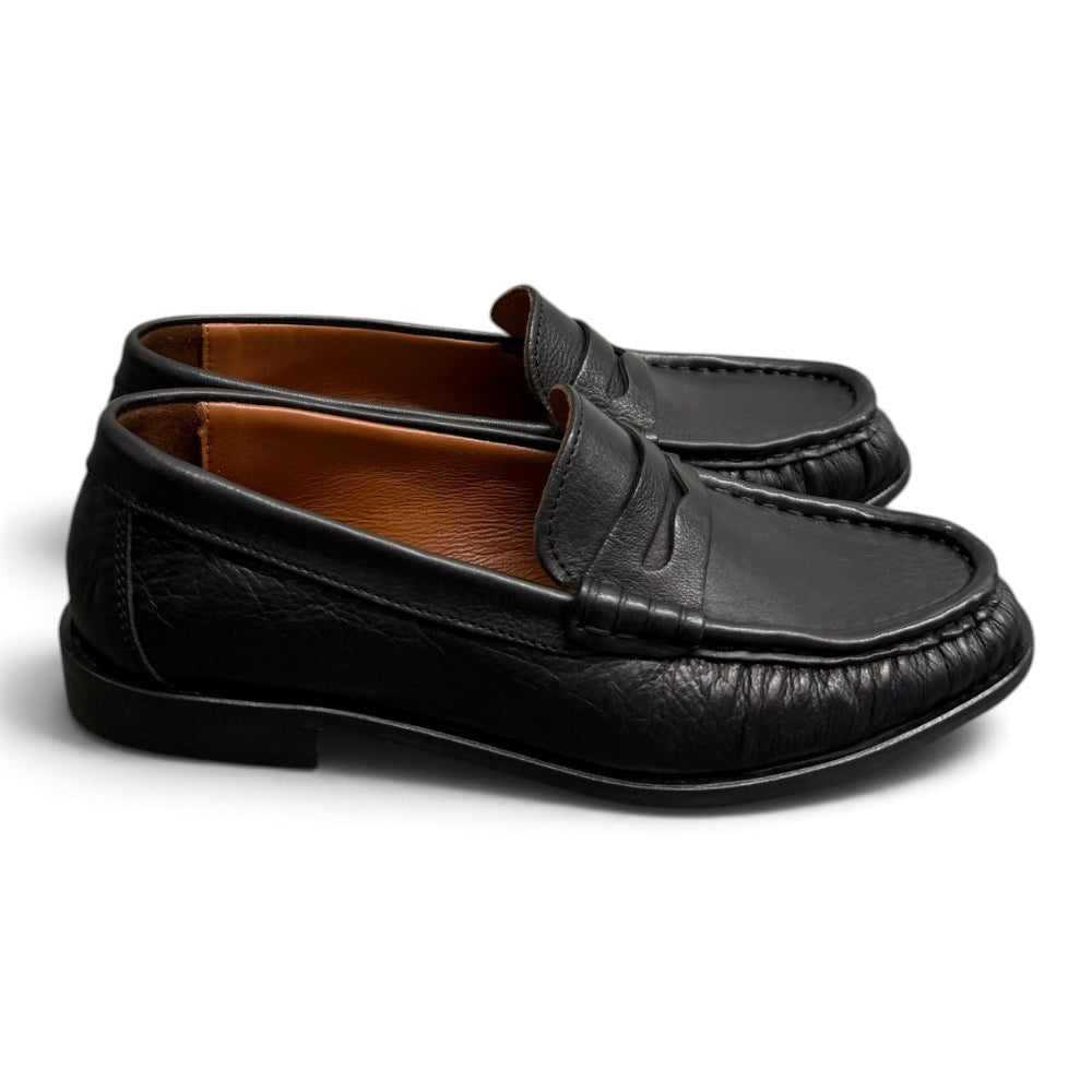 Mocassino donna arricciato pelle nera Giacko 